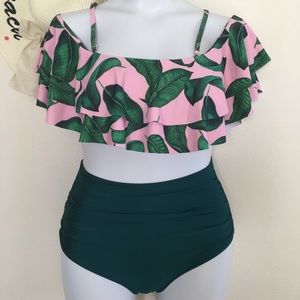 💖3x$25High Waisted Off Shoulder Ruffled Bikini